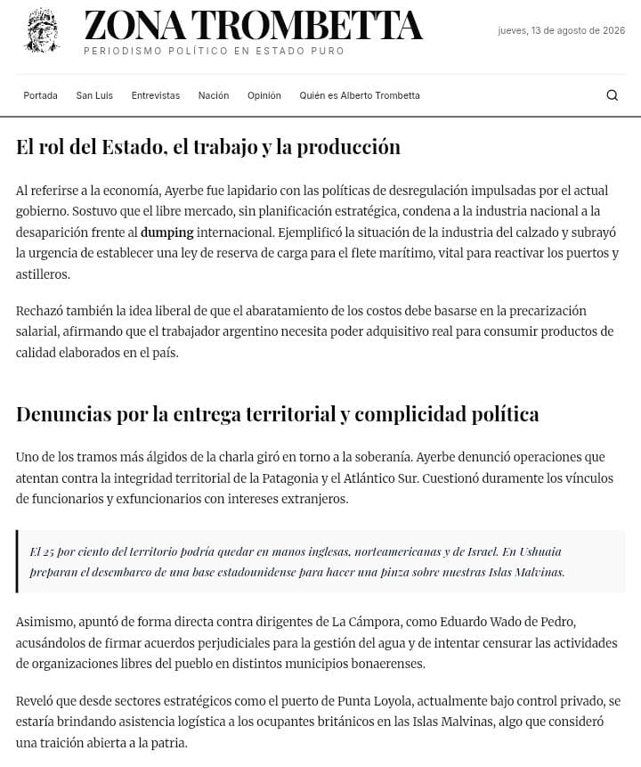 Entrevista a Martín Ayerbe en Zona Trombetta